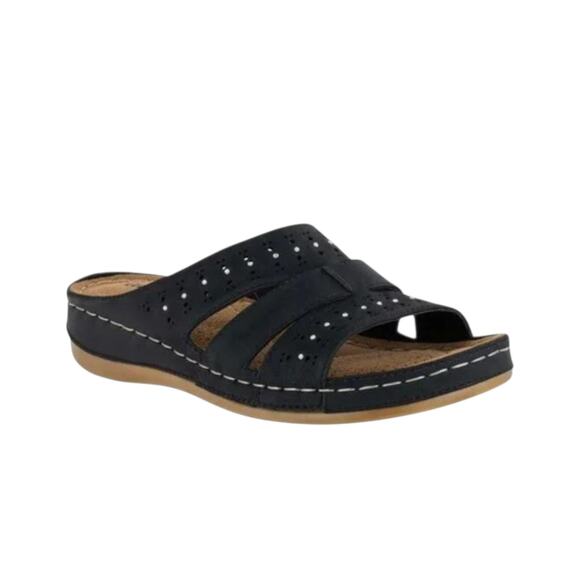 Easy Street Riley Ladies Slip On Sandals Riley Blue Rhinestones Size 6.5M - Picture 1 of 10